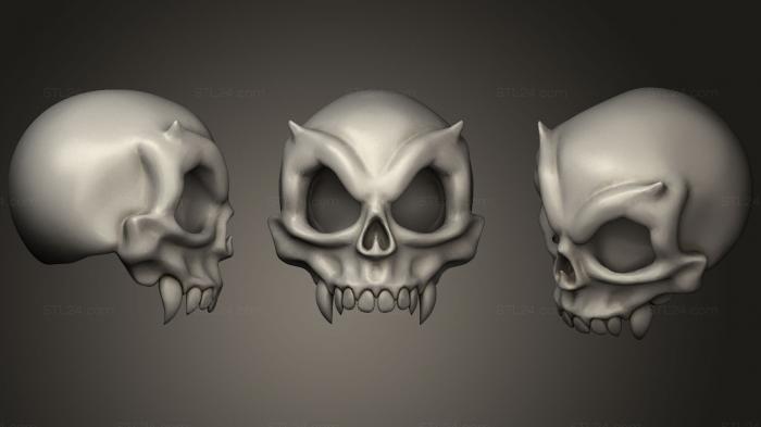 Бюсты монстры и герои (Демонический череп, BUSTH_0877) 3D модель для ЧПУ станка
